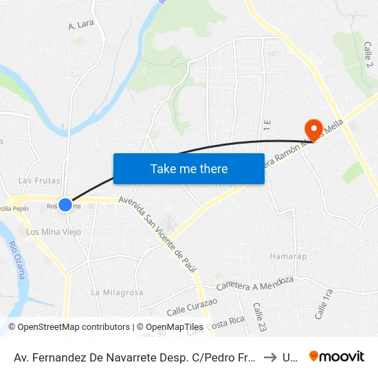 Av. Fernandez De Navarrete Desp. C/Pedro Francisco Bono to Uasd map