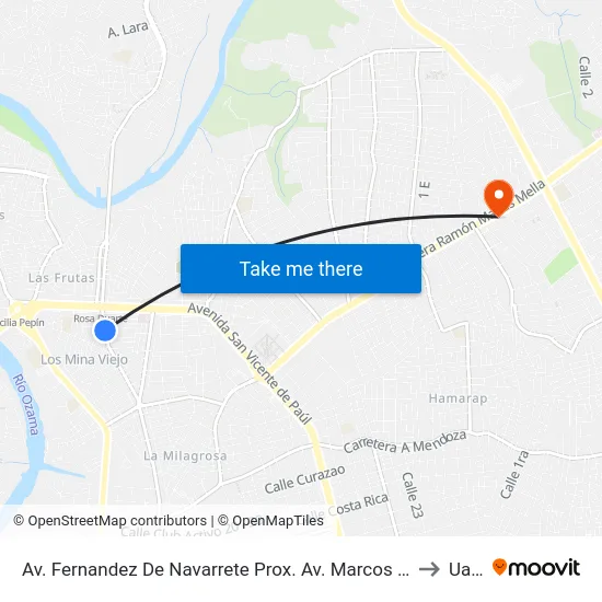 Av. Fernandez De Navarrete Prox. Av. Marcos Del Rosario to Uasd map