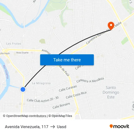 Avenida Venezuela, 117 to Uasd map