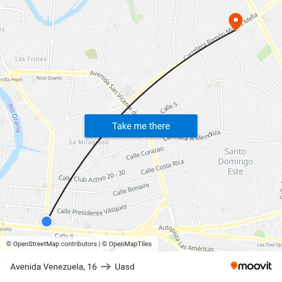 Avenida Venezuela, 16 to Uasd map
