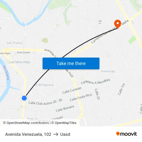 Avenida Venezuela, 102 to Uasd map