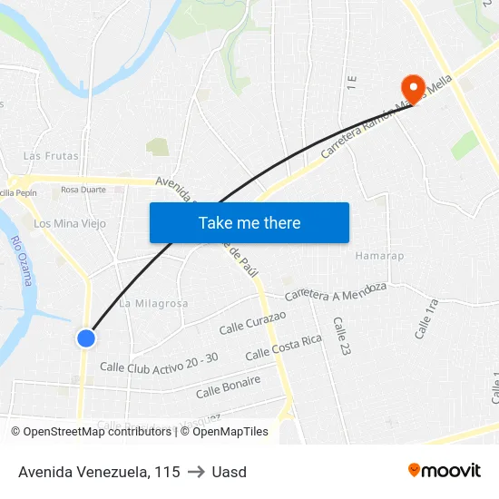 Avenida Venezuela, 115 to Uasd map