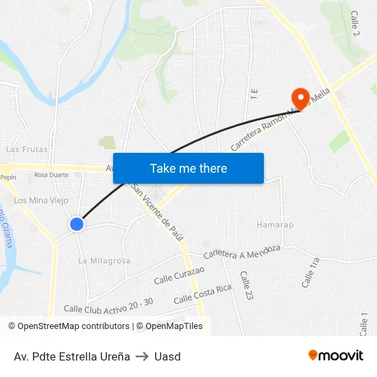 Av. Pdte Estrella Ureña to Uasd map