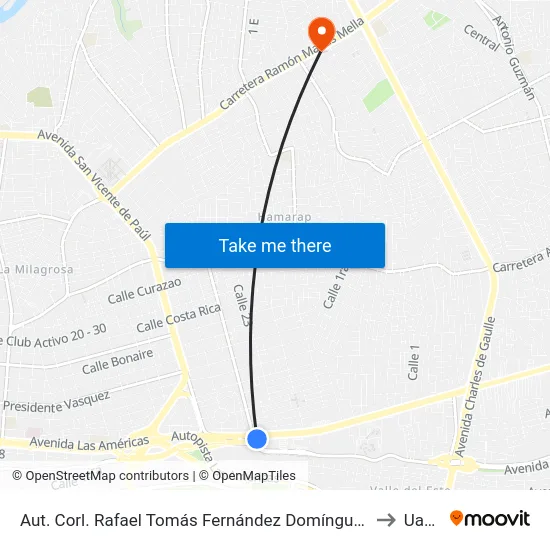 Aut. Corl. Rafael Tomás Fernández Domínguez to Uasd map