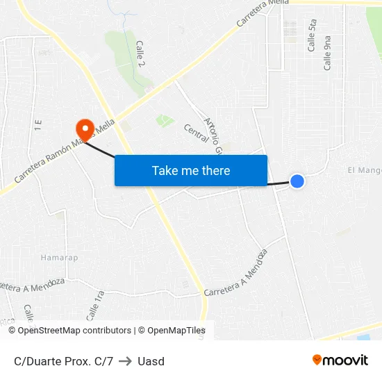 C/Duarte Prox. C/7 to Uasd map