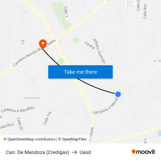 Carr. De Mendoza (Credigas) to Uasd map