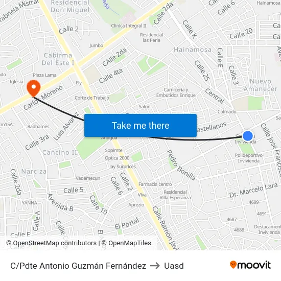 C/Pdte Antonio Guzmán Fernández to Uasd map