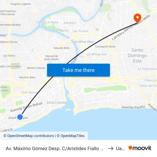 Av. Máximo Gómez Desp. C/Aristides Fiallo Cabral to Uasd map