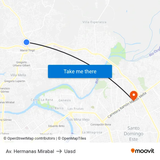 Av. Hermanas Mirabal to Uasd map