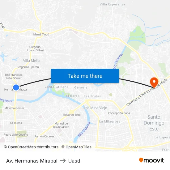 Av. Hermanas Mirabal to Uasd map