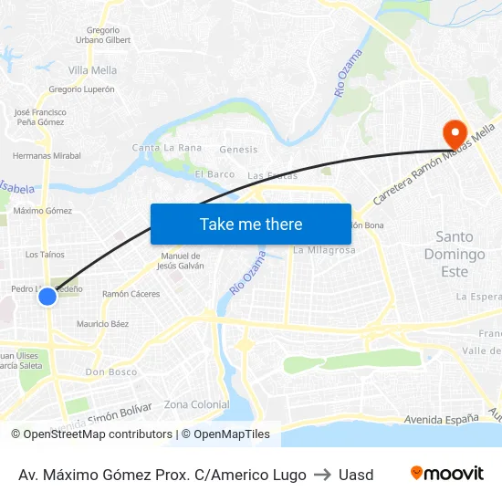 Av. Máximo Gómez Prox. C/Americo Lugo to Uasd map