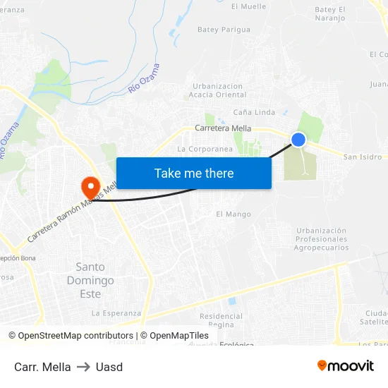 Carr. Mella to Uasd map