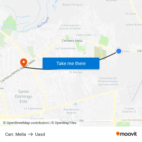 Carr. Mella to Uasd map