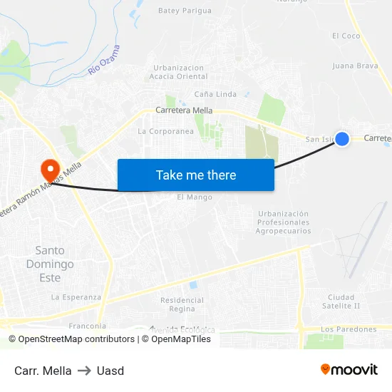 Carr. Mella to Uasd map
