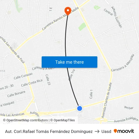 Aut. Corl.Rafael Tomás Fernández Domínguez to Uasd map