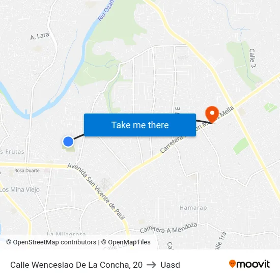 Calle Wenceslao De La Concha, 20 to Uasd map