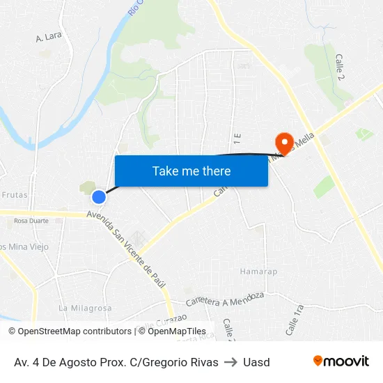 Av. 4 De Agosto Prox. C/Gregorio Rivas to Uasd map