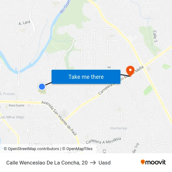 Calle Wenceslao De La Concha, 20 to Uasd map