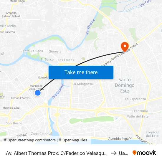 Av. Albert Thomas Prox. C/Federico Velasquez to Uasd map
