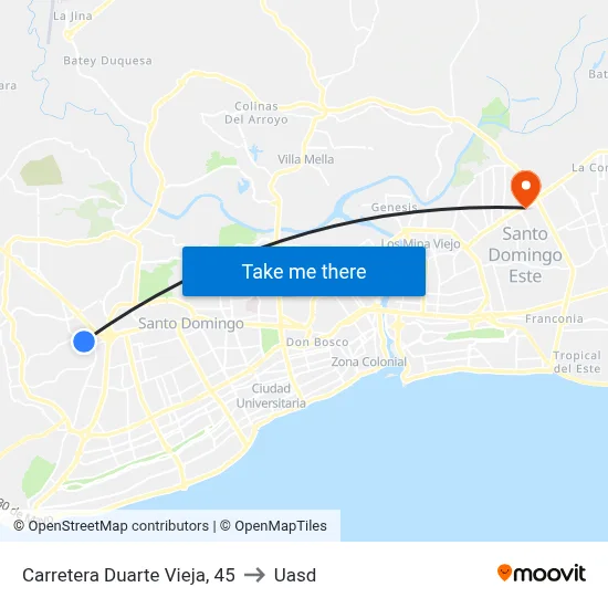 Carretera Duarte Vieja, 45 to Uasd map