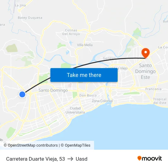 Carretera Duarte Vieja, 53 to Uasd map