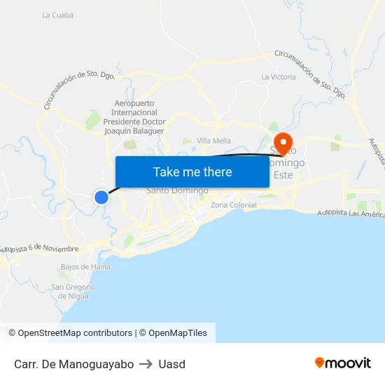 Carr. De Manoguayabo to Uasd map