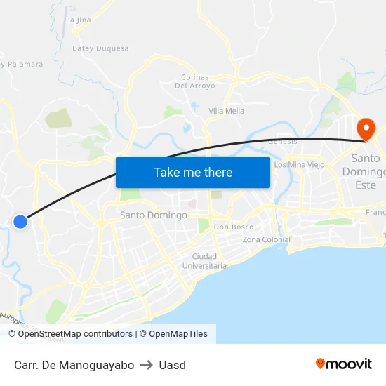 Carr. De Manoguayabo to Uasd map