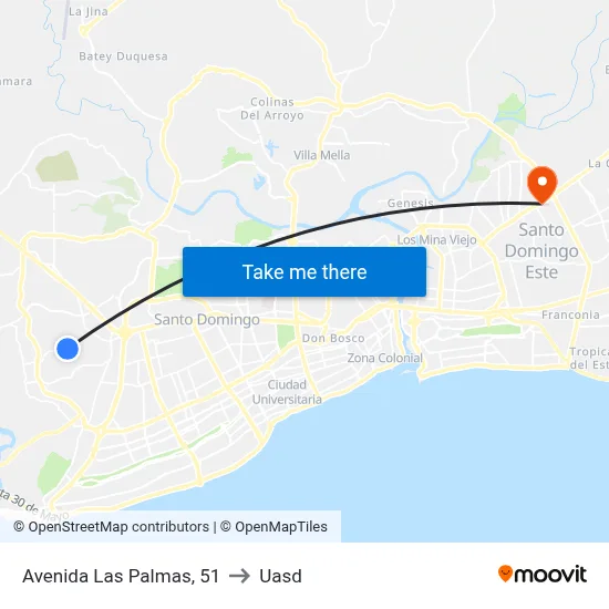 Avenida Las Palmas, 51 to Uasd map