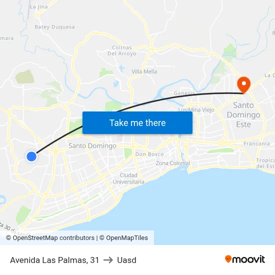 Avenida Las Palmas, 31 to Uasd map