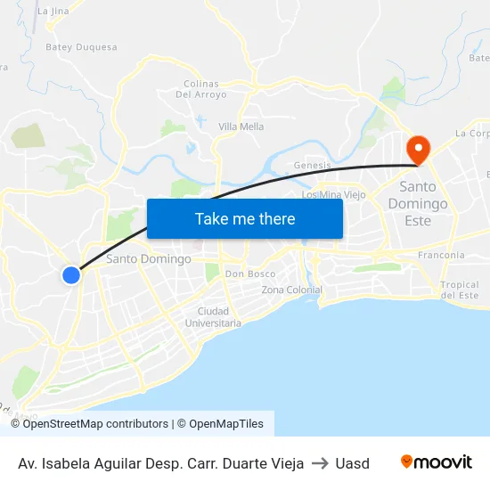 Av. Isabela Aguilar Desp. Carr. Duarte Vieja to Uasd map
