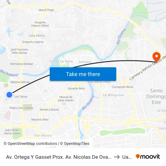 Av. Ortega Y Gasset Prox. Av. Nicolas De Ovando to Uasd map