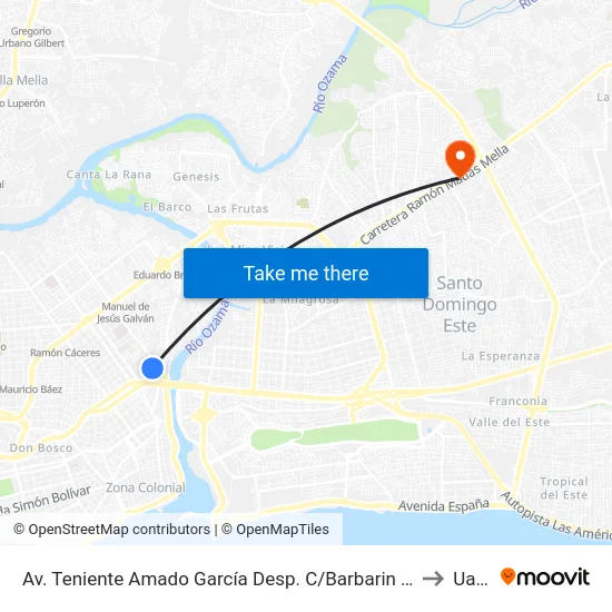 Av. Teniente Amado García Desp. C/Barbarin Mojica to Uasd map