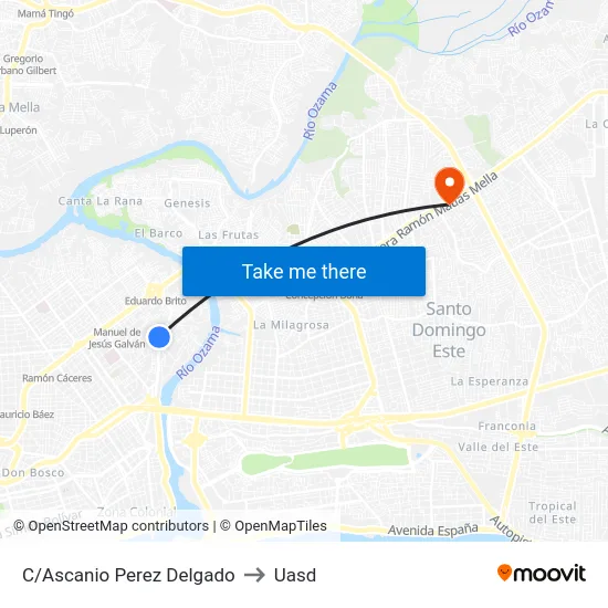 C/Ascanio Perez Delgado to Uasd map