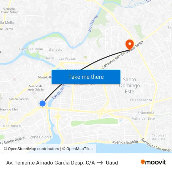 Av. Teniente Amado García Desp. C/A to Uasd map
