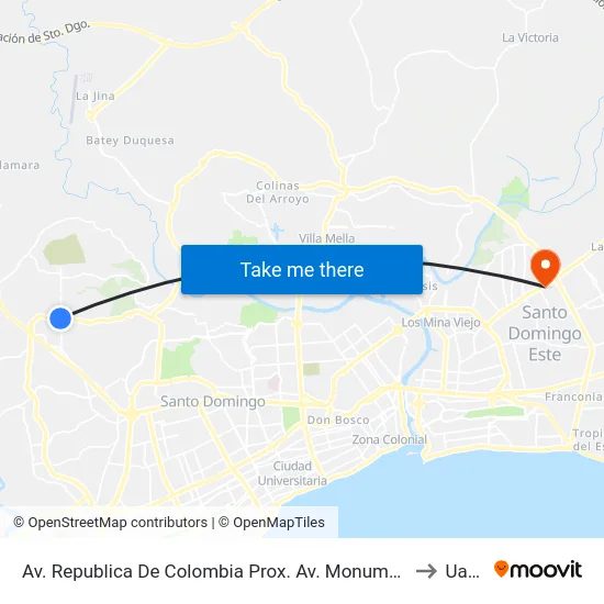 Av. Republica De Colombia Prox. Av. Monumental to Uasd map