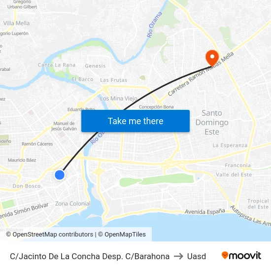 C/Jacinto De La Concha Desp. C/Barahona to Uasd map