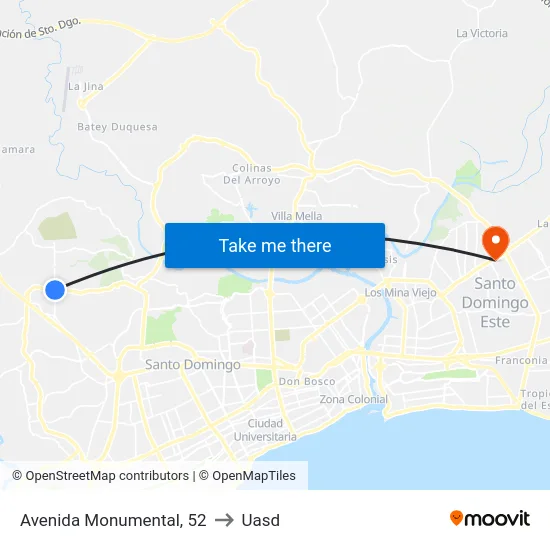 Avenida Monumental, 52 to Uasd map