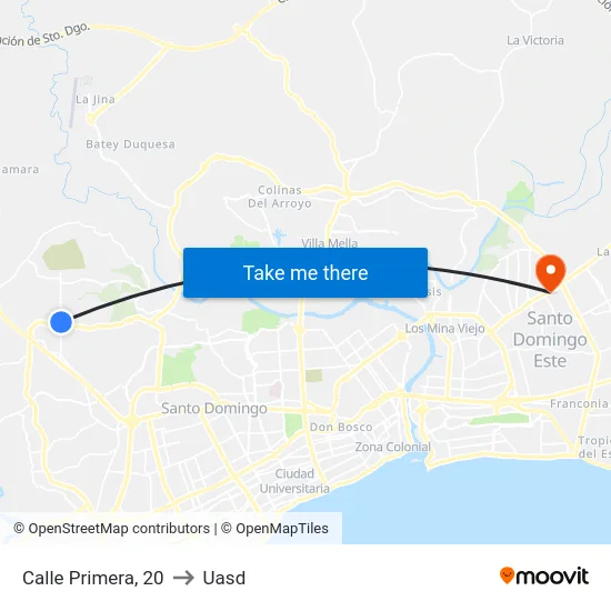 Calle Primera, 20 to Uasd map