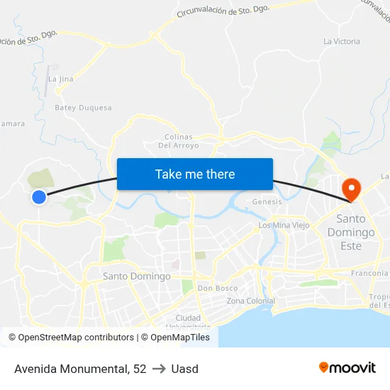 Avenida Monumental, 52 to Uasd map
