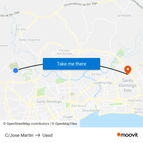 C/Jose Martin to Uasd map