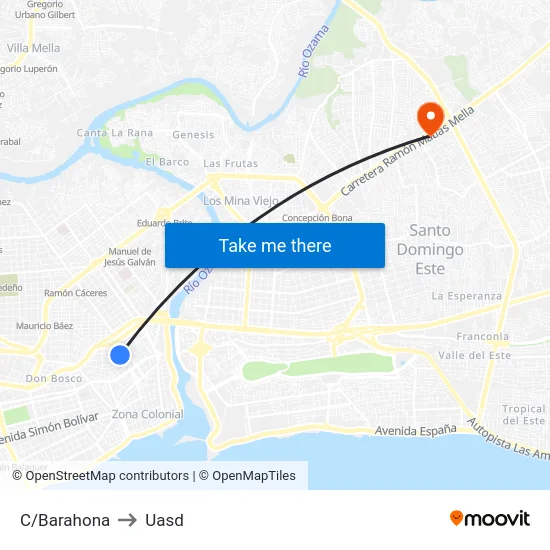 C/Barahona to Uasd map