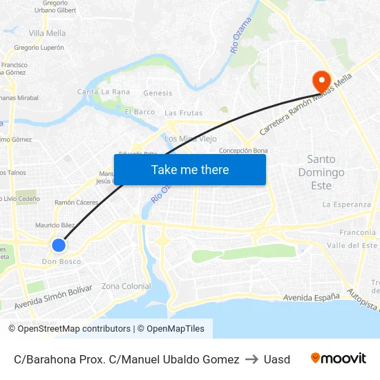 C/Barahona Prox. C/Manuel Ubaldo Gomez to Uasd map