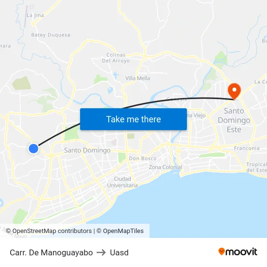 Carr. De Manoguayabo to Uasd map
