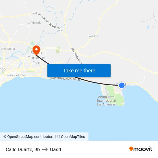 Calle Duarte, 9b to Uasd map