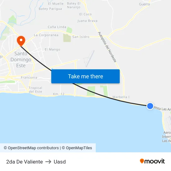 2da De Valiente to Uasd map