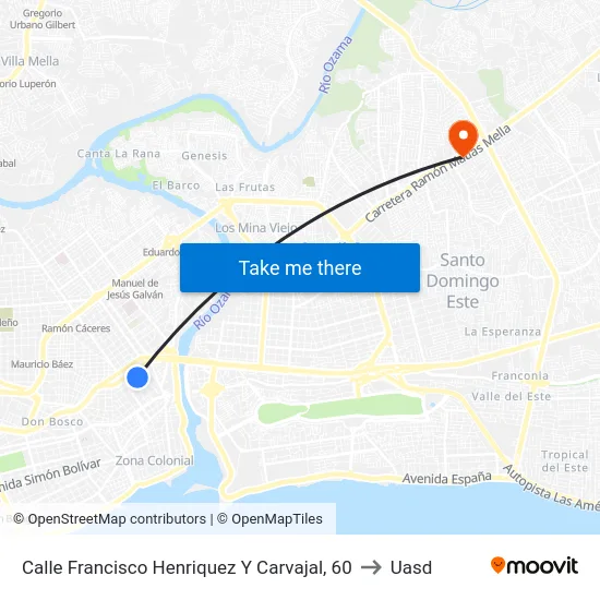 Calle Francisco Henriquez Y Carvajal, 60 to Uasd map