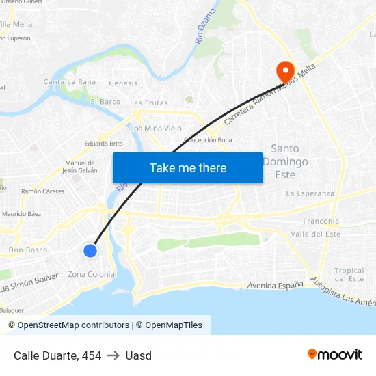 Calle Duarte, 454 to Uasd map