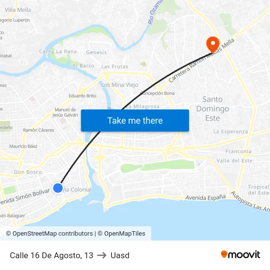 Calle 16 De Agosto, 13 to Uasd map