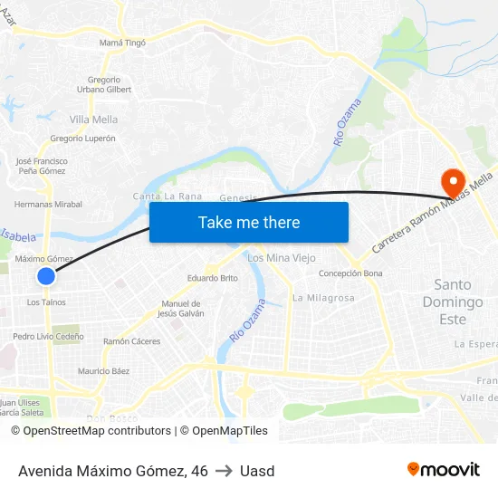 Avenida Máximo Gómez, 46 to Uasd map