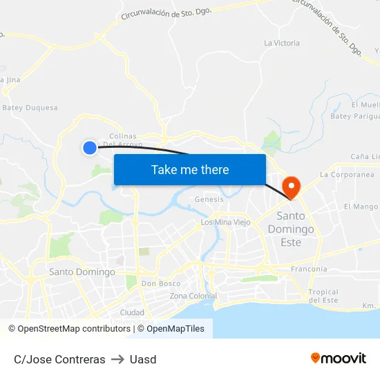 C/Jose Contreras to Uasd map